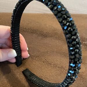 Elegant Black Beaded Headband